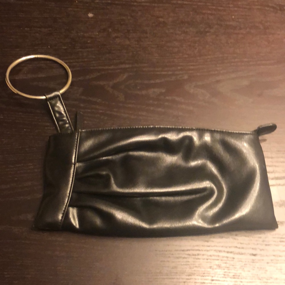 Aldo black clutch with silver ring